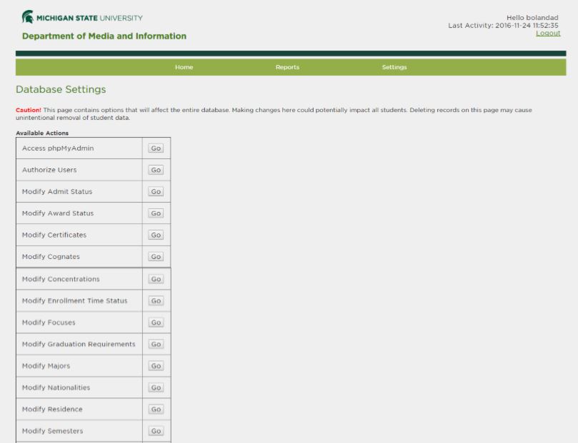 A picture of the database we made.